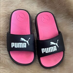PUMA Kids Pink and Black Slide Sandals
